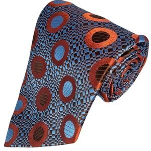 VINTAGE Blue Brown Orange Neck Tie Golden Clasp by Prince Consort